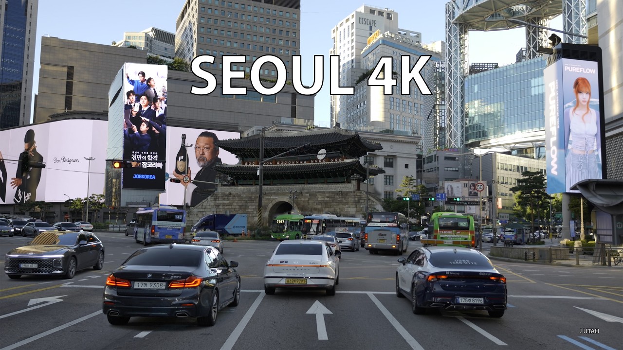 Seoul 4K HDR - 7AM Driving Downtown - Skyline Sunrise