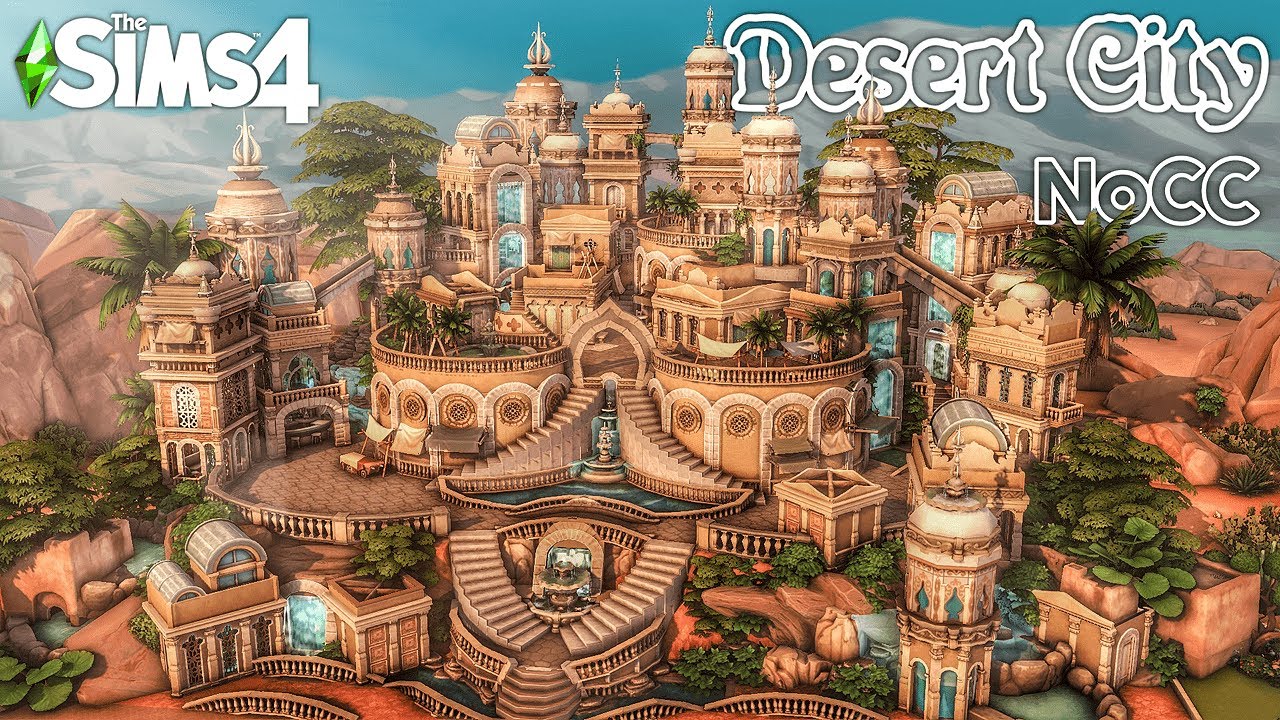 How i build a HUGE Fantasy Desert City in The Sims 4 || Without Custom Content || Speedbuild