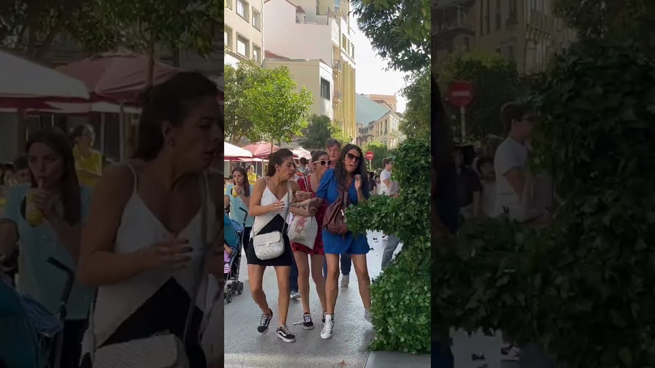 Beautiful 🤩  Woman in Madrid Got Scared by Bushman. Bushwoman Prank 