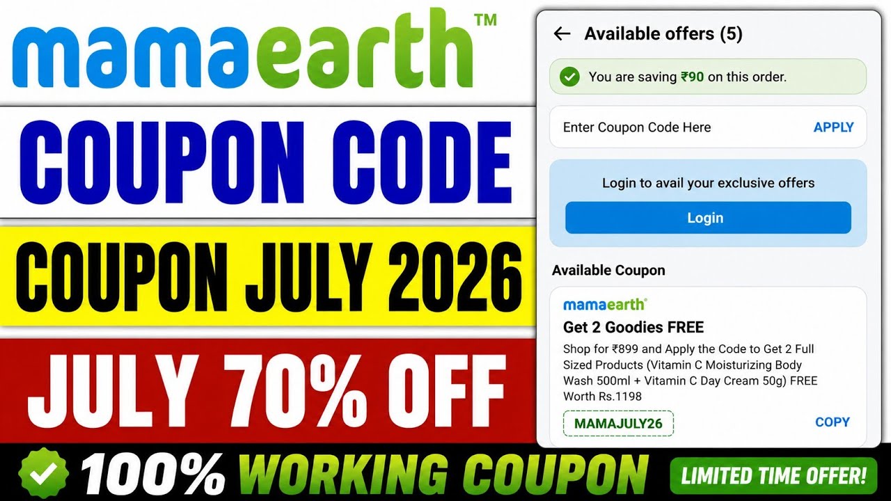 Mamaearth Coupons 2026 | 100% Working Mamaearth Promo Codes & Offers