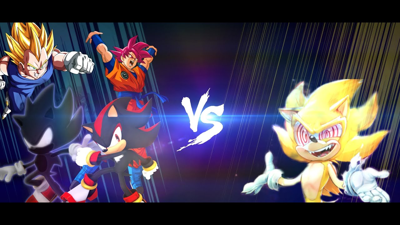 Fleetway super Sonic vs Goku & Vegeta + Dark Sonic & Shadow | Stick nodes Animation