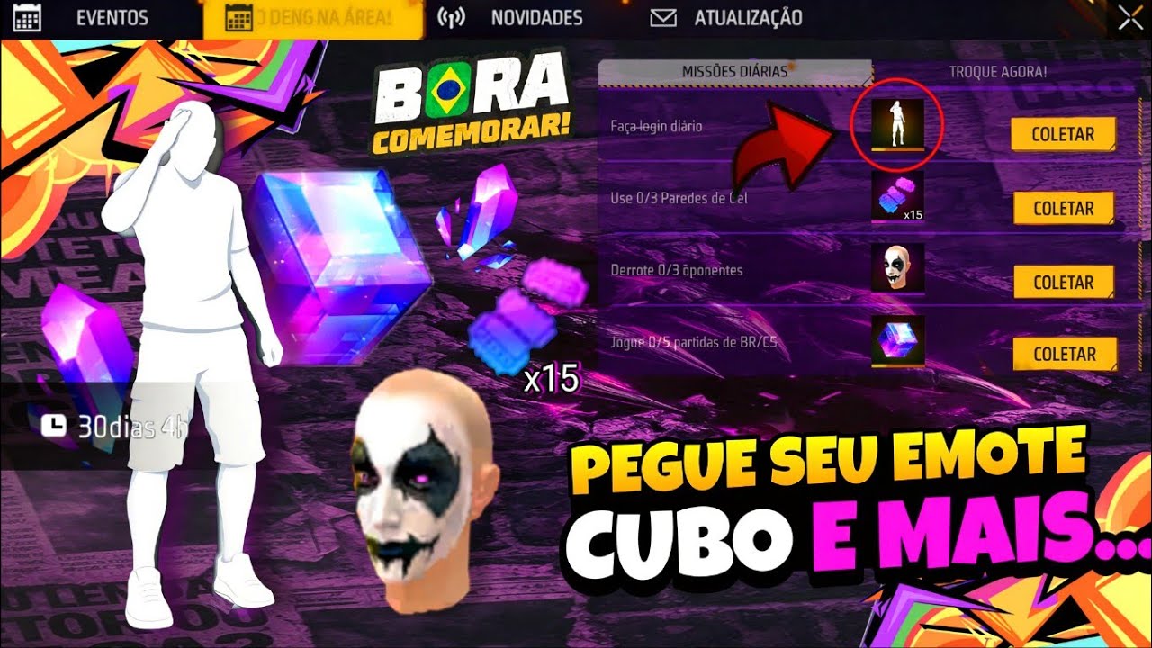 SAIU AGORA!! PEGUE SEU EMOTE GRÁTIS, CUBO MÁGICO E SKINS PARA TODOS NO FREE FIRE