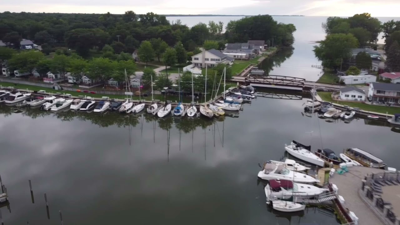 Drone footage of Caseville, MI during Cheeseburger Festival
