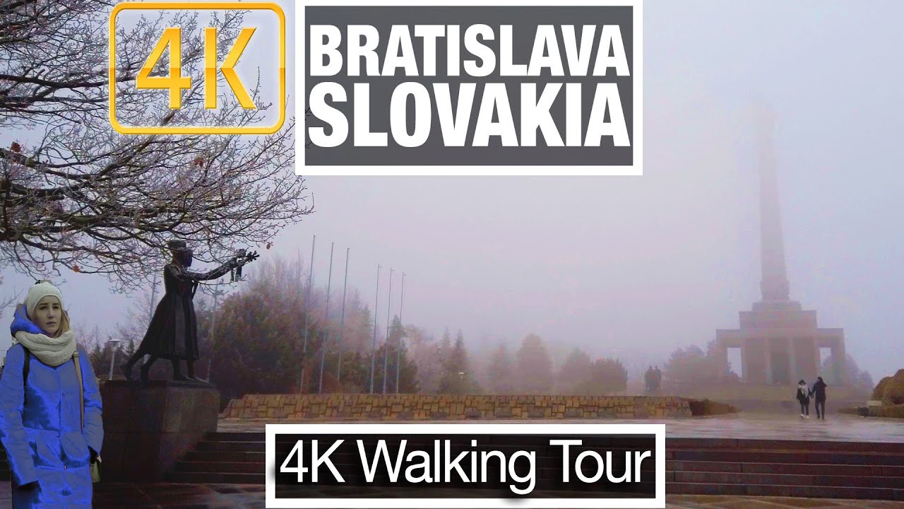 4K City Walks: Bratislava Slovakia - Slavin Memorial to Presidential Palace - Virtual Walk Treadmill