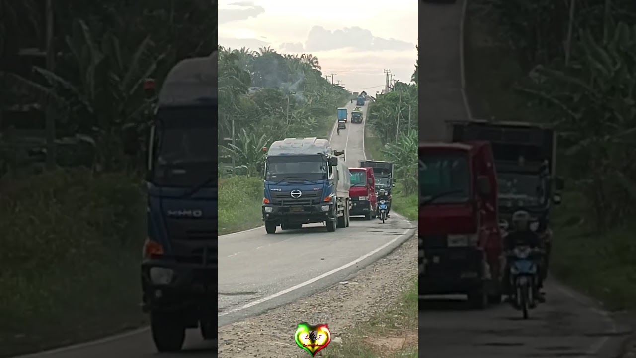 PESONA TRUCK CANTER DAN TRUK BERMUATAN SAAT MELINTAS SORE HARI #jalanlintas##kontes#truck