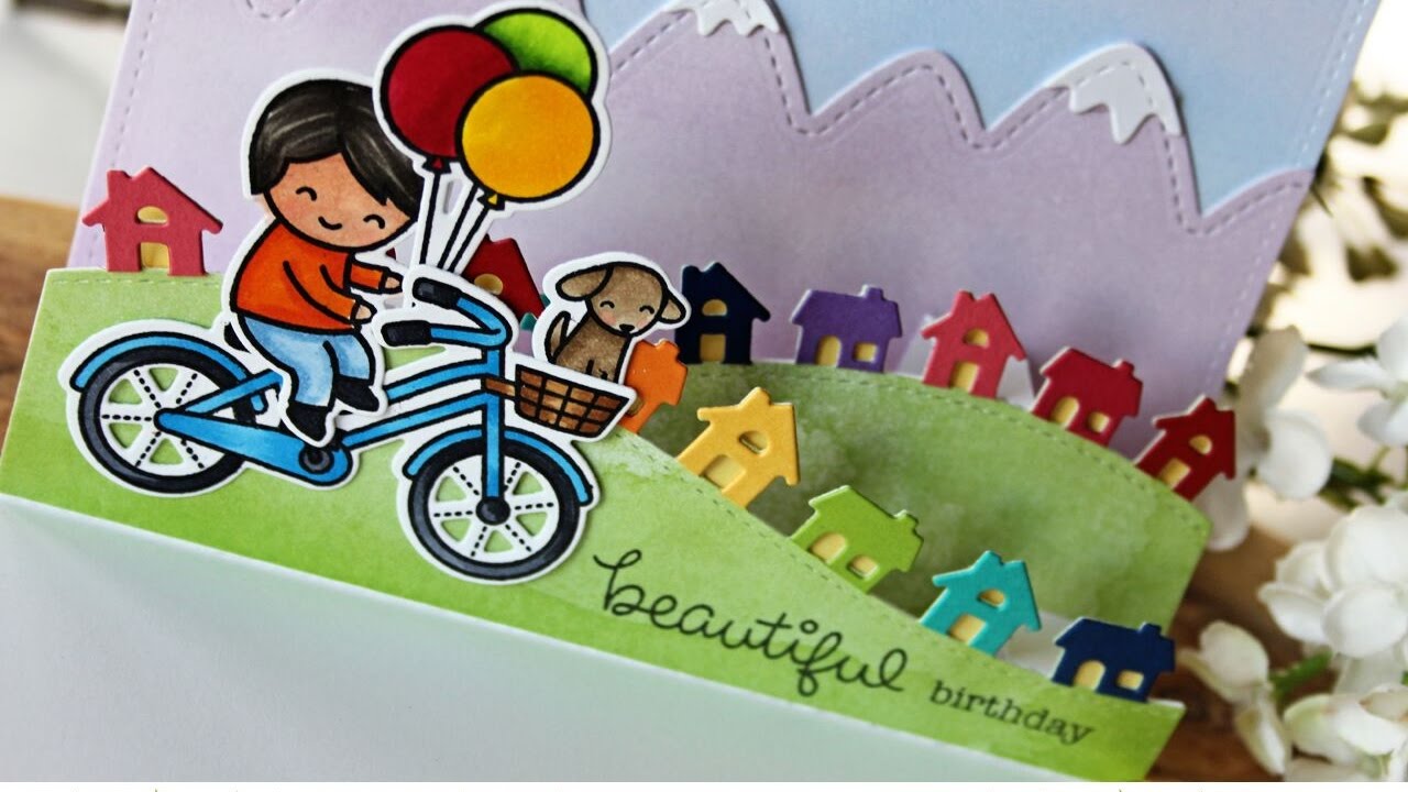 Lawn Fawn | Little Town Pop Up Birthday Card