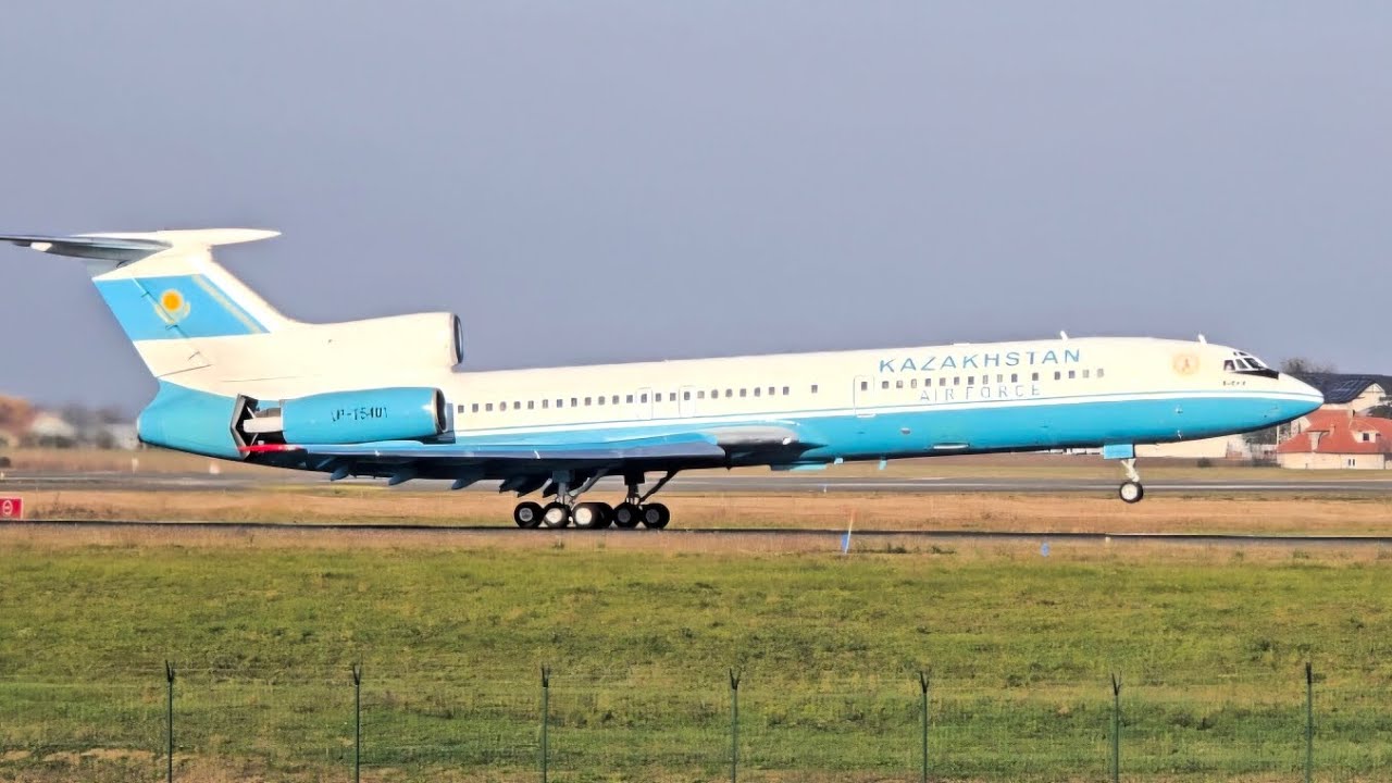 VERY RARE TUPOLEV TU-154M Kazakhstan air force LANDING & TAXIING AT BELGRADE AIRPORT | 4K |