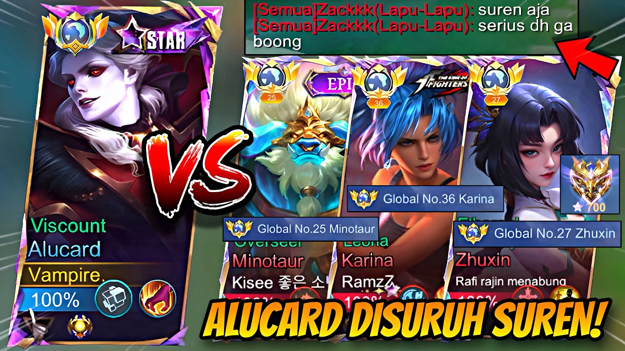 DISURUH SUREN SAMA LAWAN SOMBONG! ALUCARD VS TOP GLOBAL 700⭐😱 | MLBB