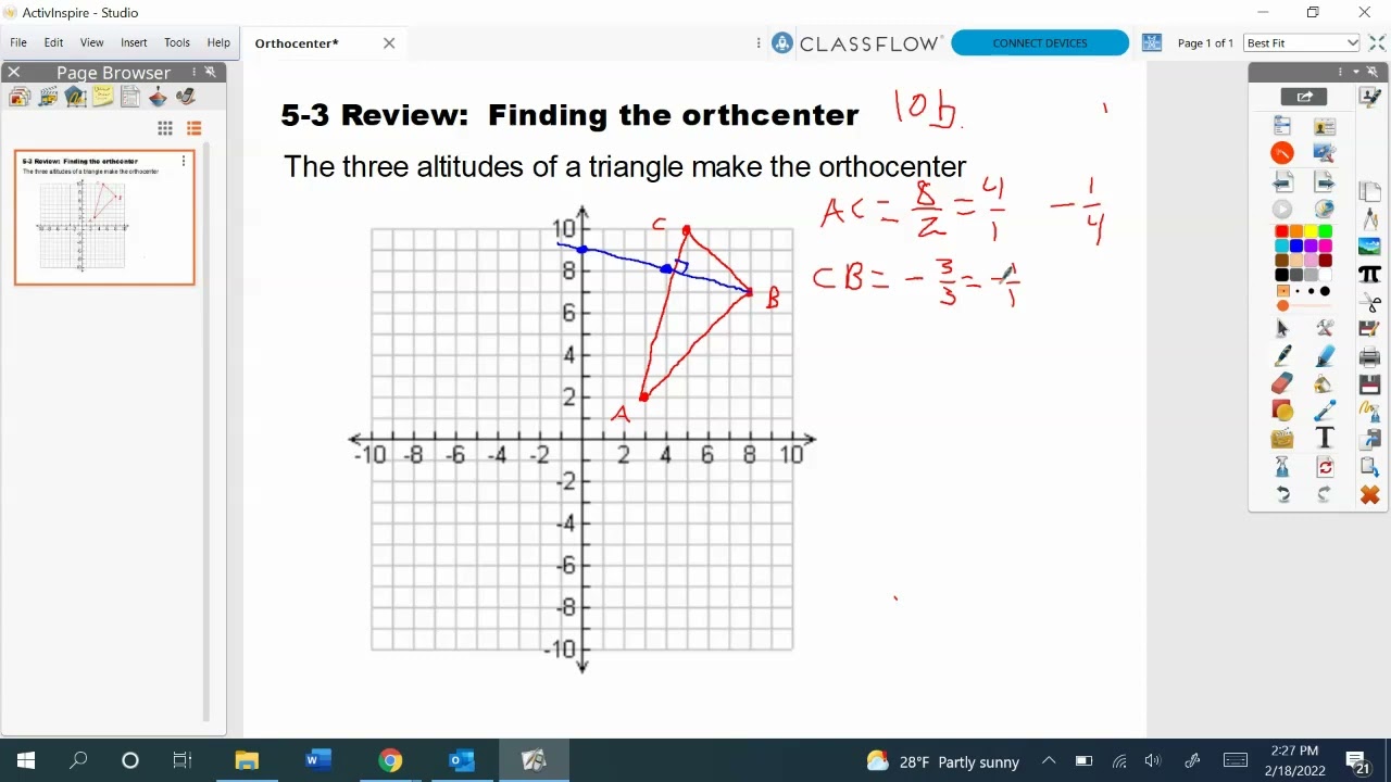 Finding the orthocenter by graphing.