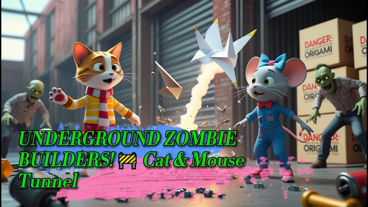UNDERGROUND ZOMBIE BUILDERS! 🚧 Cat & Mouse Tunnel