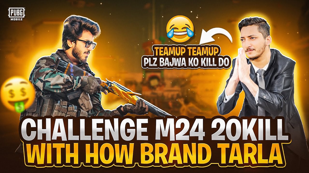 HISTORY BESTEST AND FUNNIEST 😂 MATCH WITH HOW BRAND TARLA CHALLENGE 20 KILLS WITH M24 ONLY😱