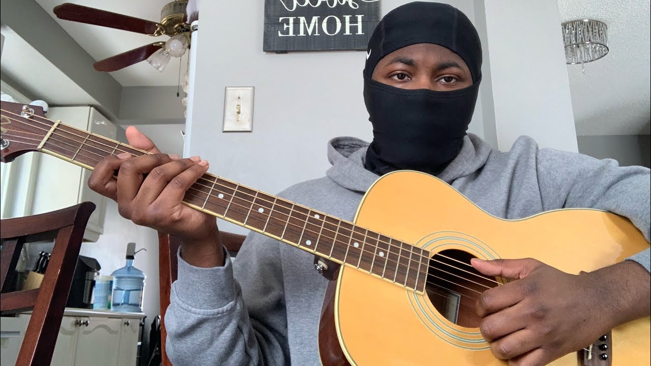 singing “Bleed It” by Blueface on the guitar 