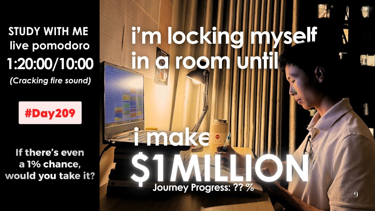 #Day209 #studywithme | 10 hours live pomodoro 🌧️ I'm locking myself in a room until I make $1Million