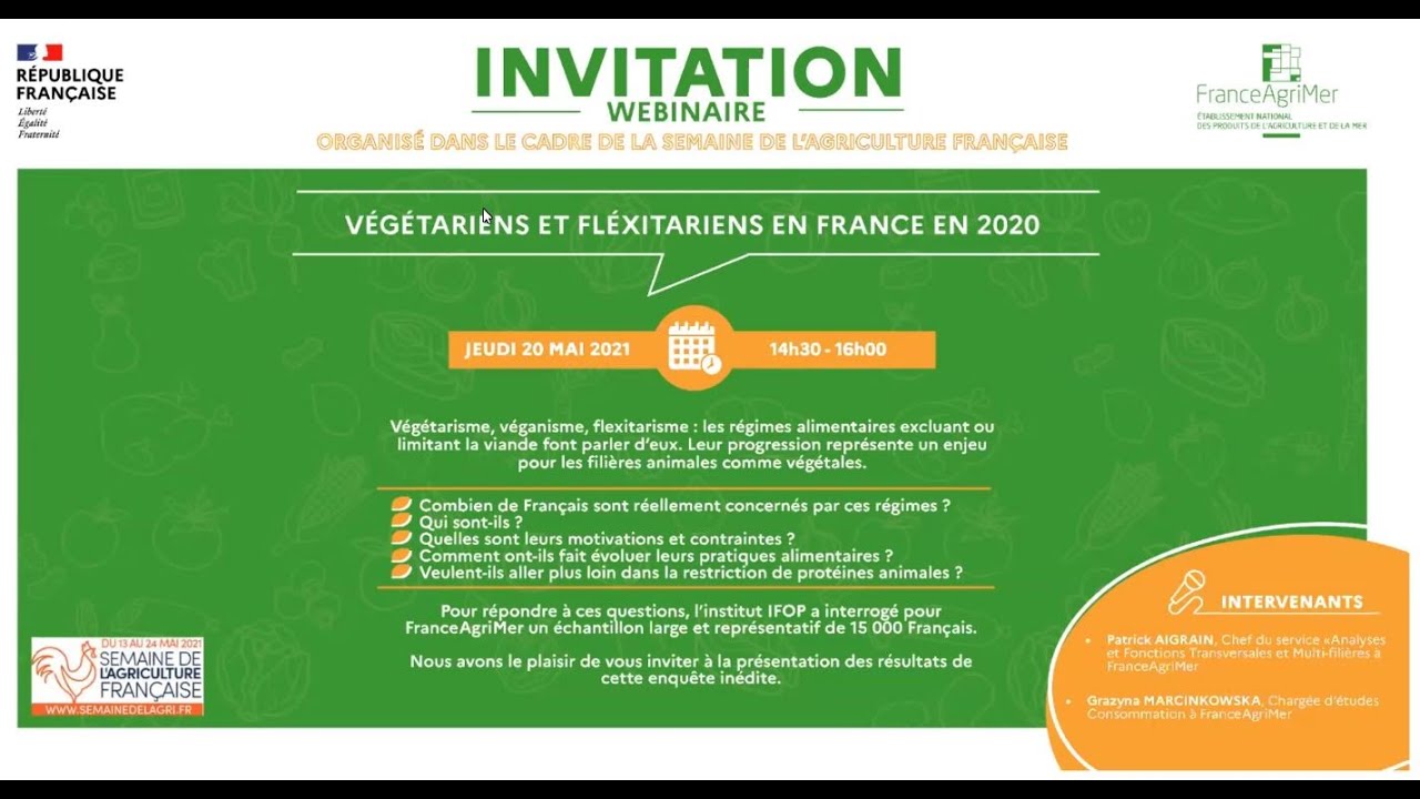 Webinaire FranceAgriMer- « Végétariens et flexitariens en France en 2020 » 20 mai 2021