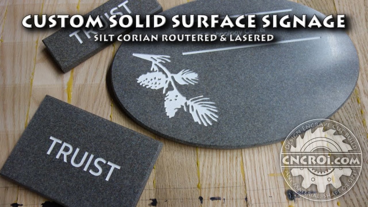 Custom Solid Surface Signage: Silt Corian