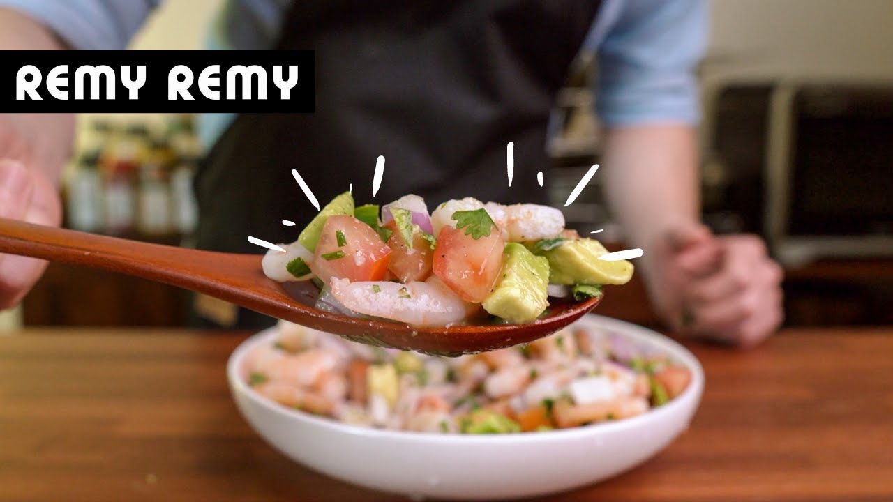 페루 요리 - 세비체! 생선 대신 새우로 만들면 이렇게 됩니다.