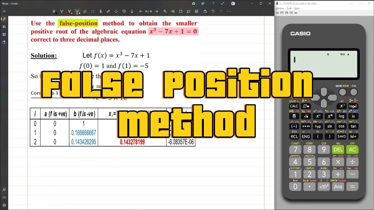 [Arabic] False Position Method using the Calculator