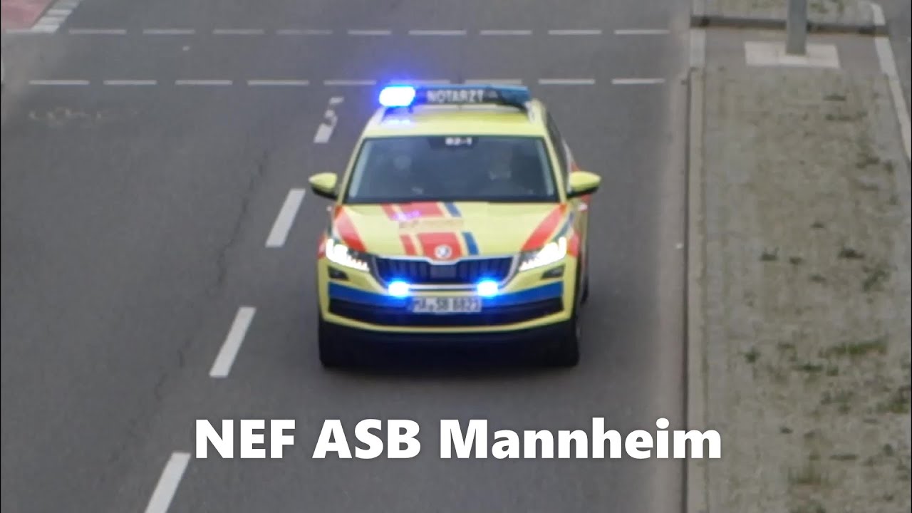 NEF ASB Mannheim mit Dauerpressluft auf Alarmfahrt in Heidelberg