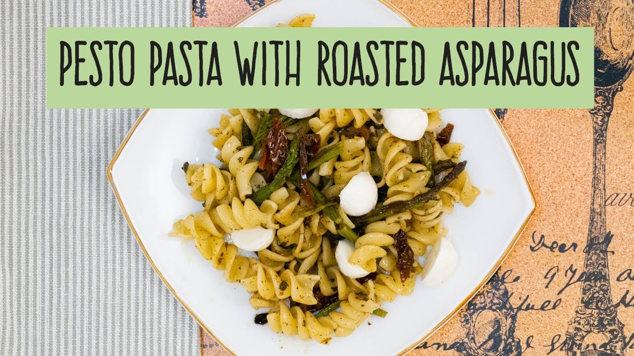 Pesto Pasta with Roasted Asparagus, Olives and Sun-Dried Tomatoes l Meatless Monday Got Upgraded