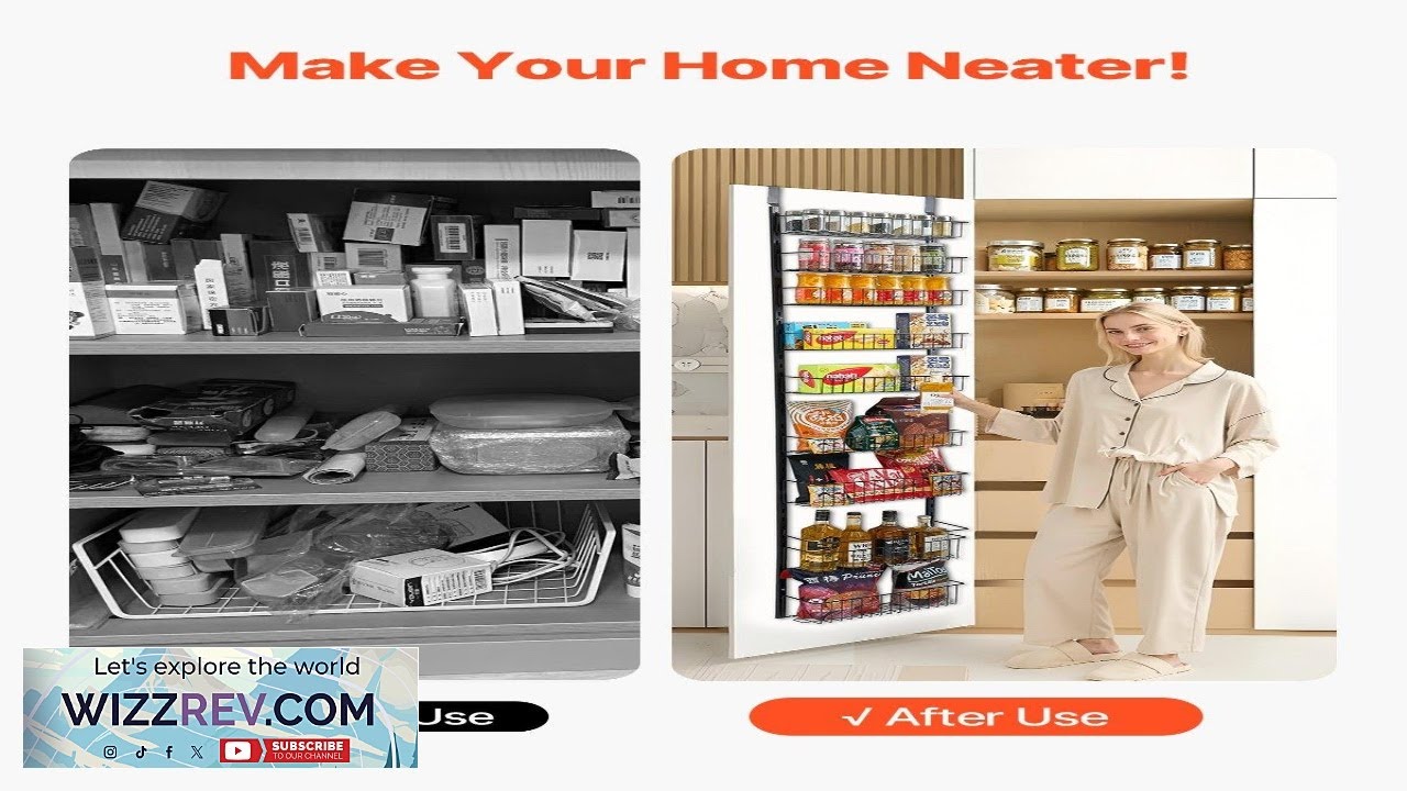 VEVOR Over the Door Pantry Organizer 9 Tier Pantry Organization and Storage Heavy Duty