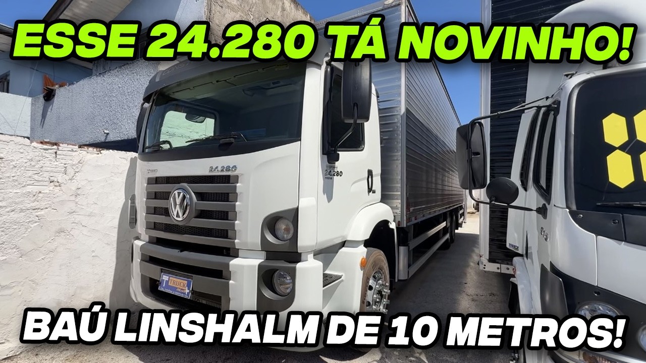 Caminhão VW 24.280 6x2 – Baú Linshalm, baixo uso e procedência