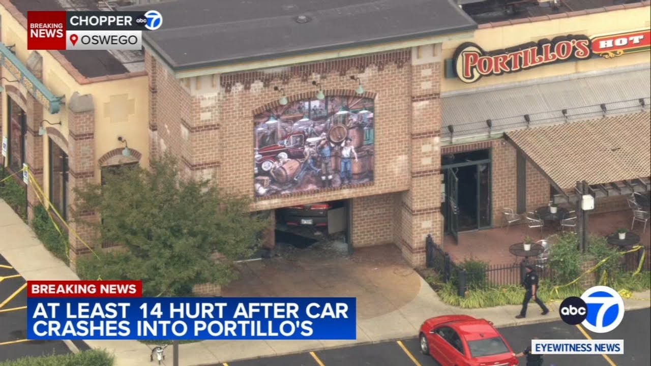14 injured after car crashes into west suburban Portillo's