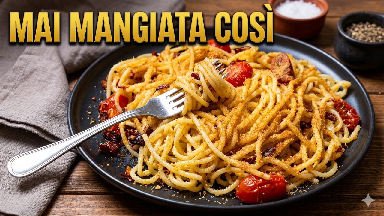 Ricetta Spaghetti Aglio, Olio, Peperoncino, Pangrattato e Pomodori Pachino - La Cucina di Maria