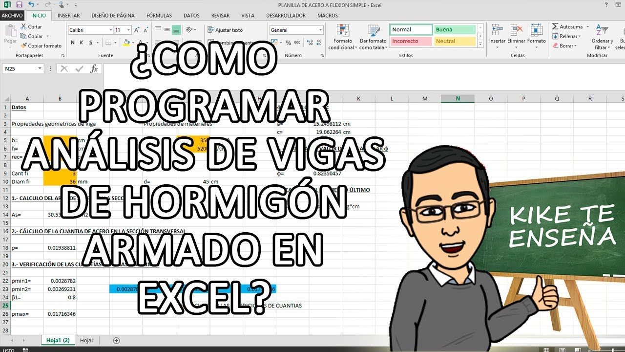COMO PROGRAMAR ANÁLISIS DE VIGAS DE HORMIGÓN ARMADO EN EXCEL