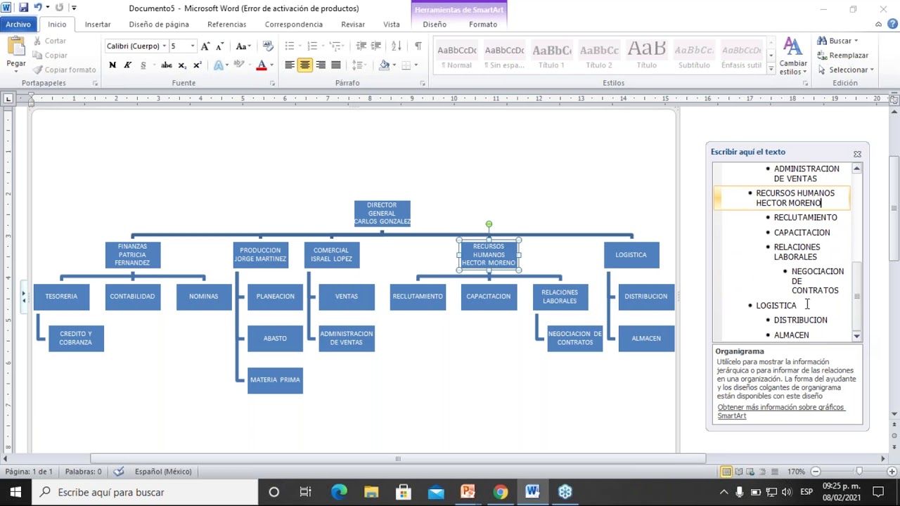 Como crear un organigrama fácilmente en Word