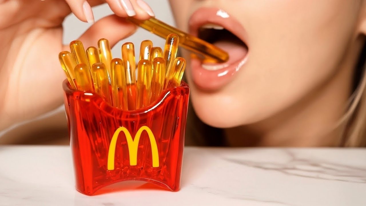 Glass Fries & Fast Food AI ASMR Eating & Cutting Video | Oddly Satisfying