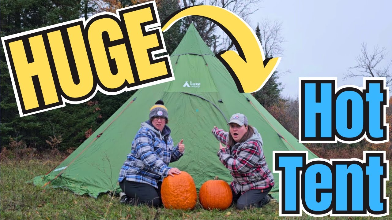 Campout in MASSIVE Luxe Megahorn XL 8P Teepee Hot Tent