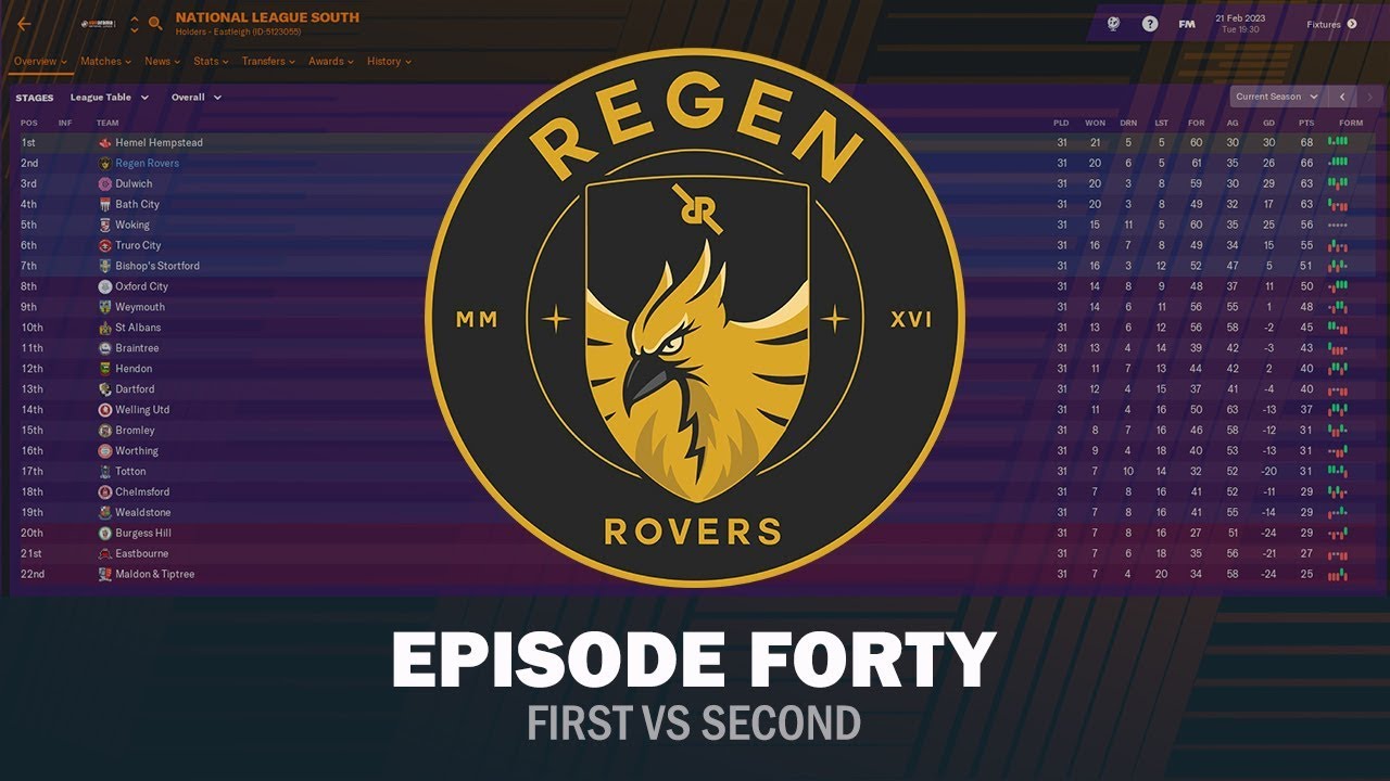 Regen Rovers | Episode 40 - First vs Second | Football Manager 2019