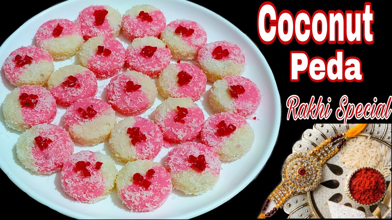 Raksha Bandhan Special Coconut Peda Recipe/Nariyal Peda Recipe/no milk powder no condensed milk