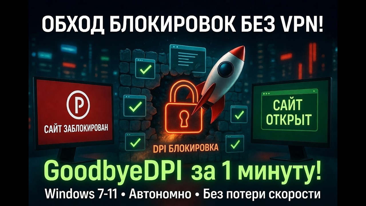 GoodbyeDPI: обход блокировок сайтов на Windows БЕЗ VPN и прокси (автономно)