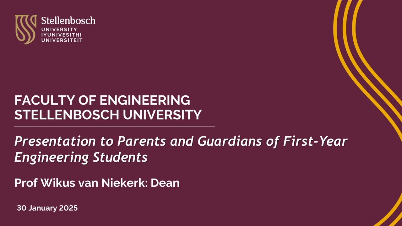 Presentation to parents and guardians of first-year engineering students.