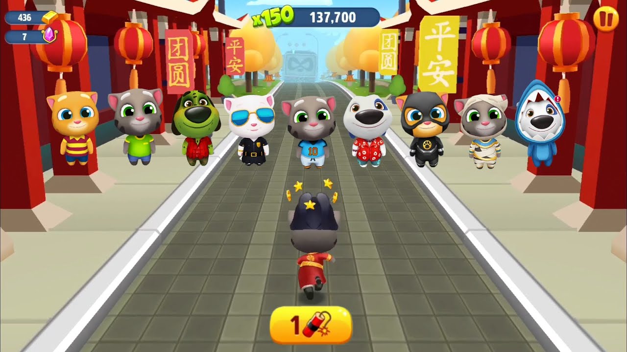 Talking Tom Gold Run Cartoon Game - Unlock All Heroes in Chinese Lunar New Year