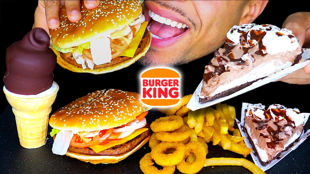 BURGER KING CHOCOLATE DIPPED ICE CREAM CONE | IMPOSSIBLE WHOPPER CHEESE FRIES ONION RINGS | ASMR MUK