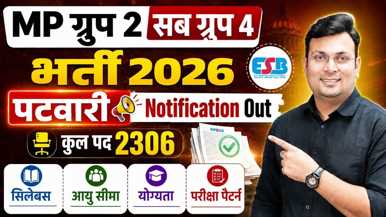 MP Group 2 Sub Group 4 Bharti 2026 | MP Patwari Notification Out (2306 Posts) | By Aditya Patel Sir