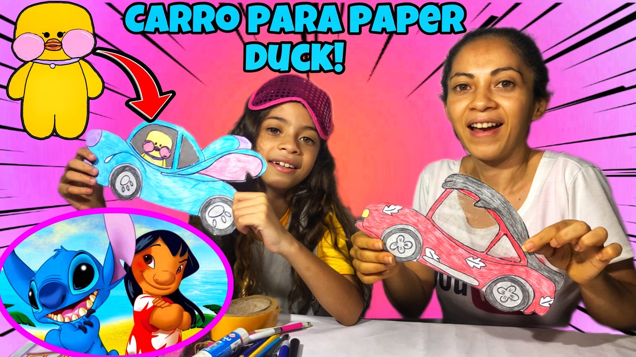 DIY CARRO DE PAPEL DO STITCH para PAPER DUCK SURPREENDI A VALENTTINA!
