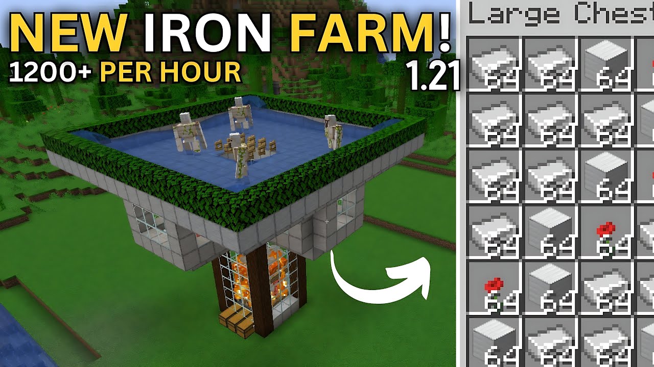 Minecraft New IRON Farm in 1.21 NEW DESIGN Java and Bedrock