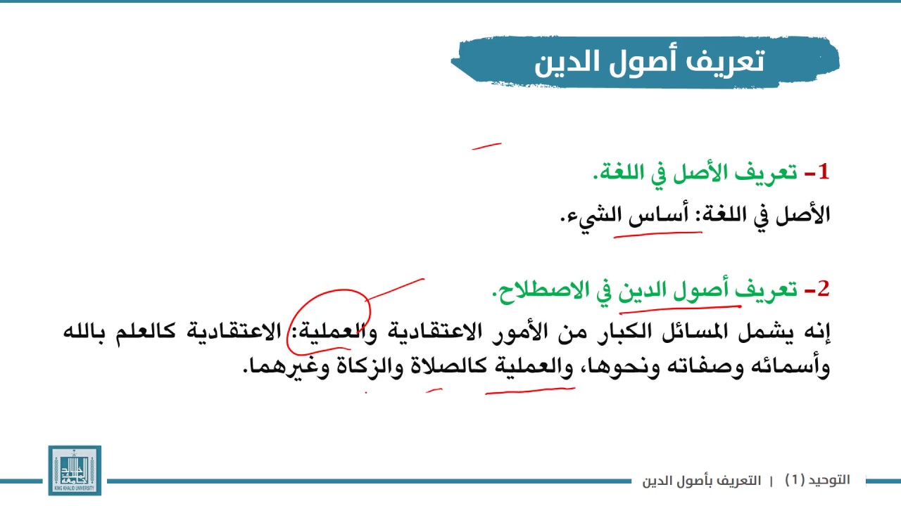 توحيد | الوحدة 1-2 | تعريف أصول الدين