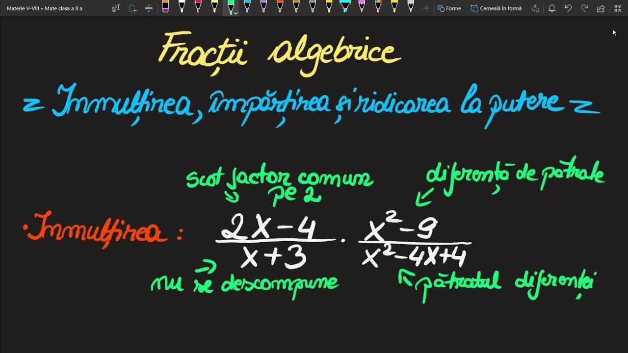 Operatii cu fractii algebrice inmultire simplificare clasa 8 Exercitii(Invata Matematica Usor)