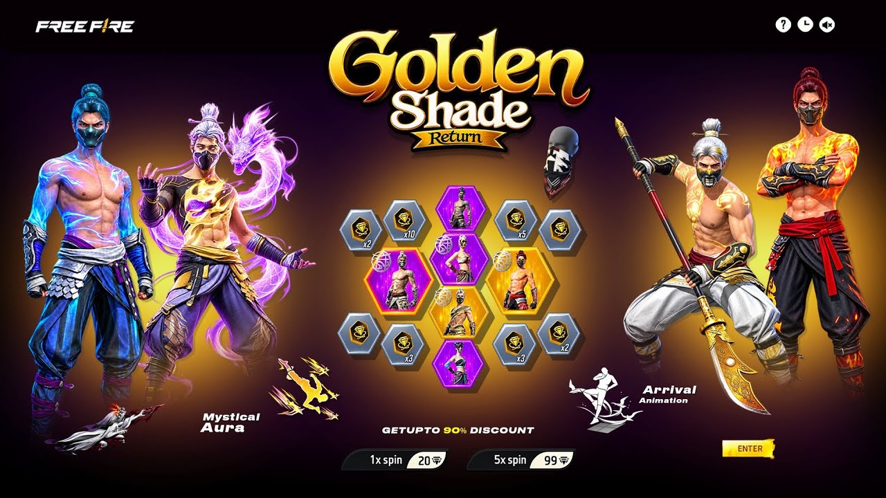 Golden Shade Bundle Return 🤯💥 | Mystical And Skydive Return | free fire new event | ff new event 