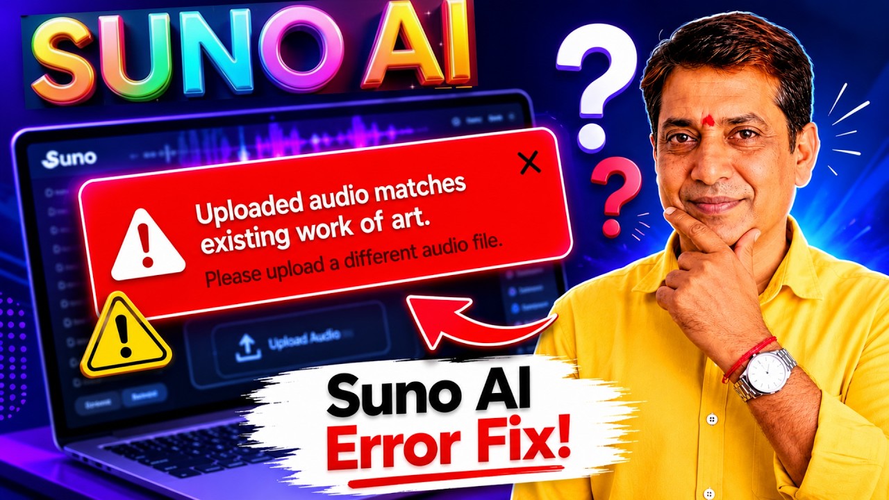 Suno AI Error Fix | Uploaded Audio Matches Existing Work of Art | SUNO AI Par Audio upload