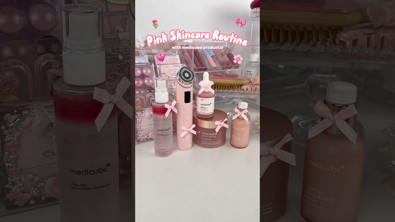 Pink medicube skincare routine! 🤩💗 #medicube #yesstyle #skincare #kbeauty