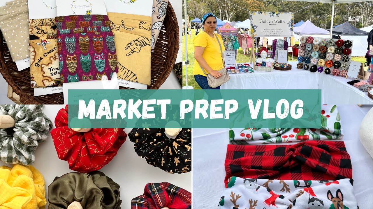 Christmas Market prep | Fabric Haul | Making scrunchies and headbands - Studio Vlog 1