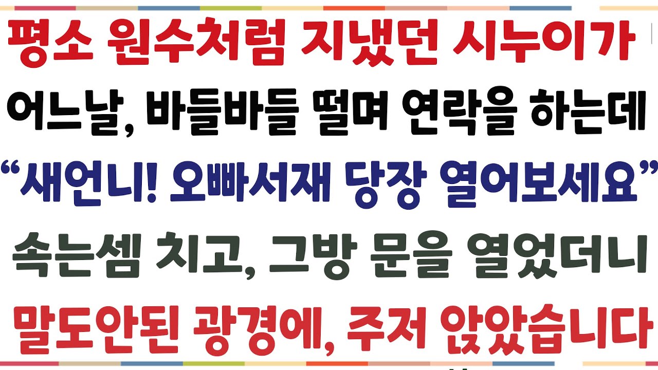 (반전신청사연)평소 앙숙이던 시누이가 어느날 남편 서재를 열어보라는데 