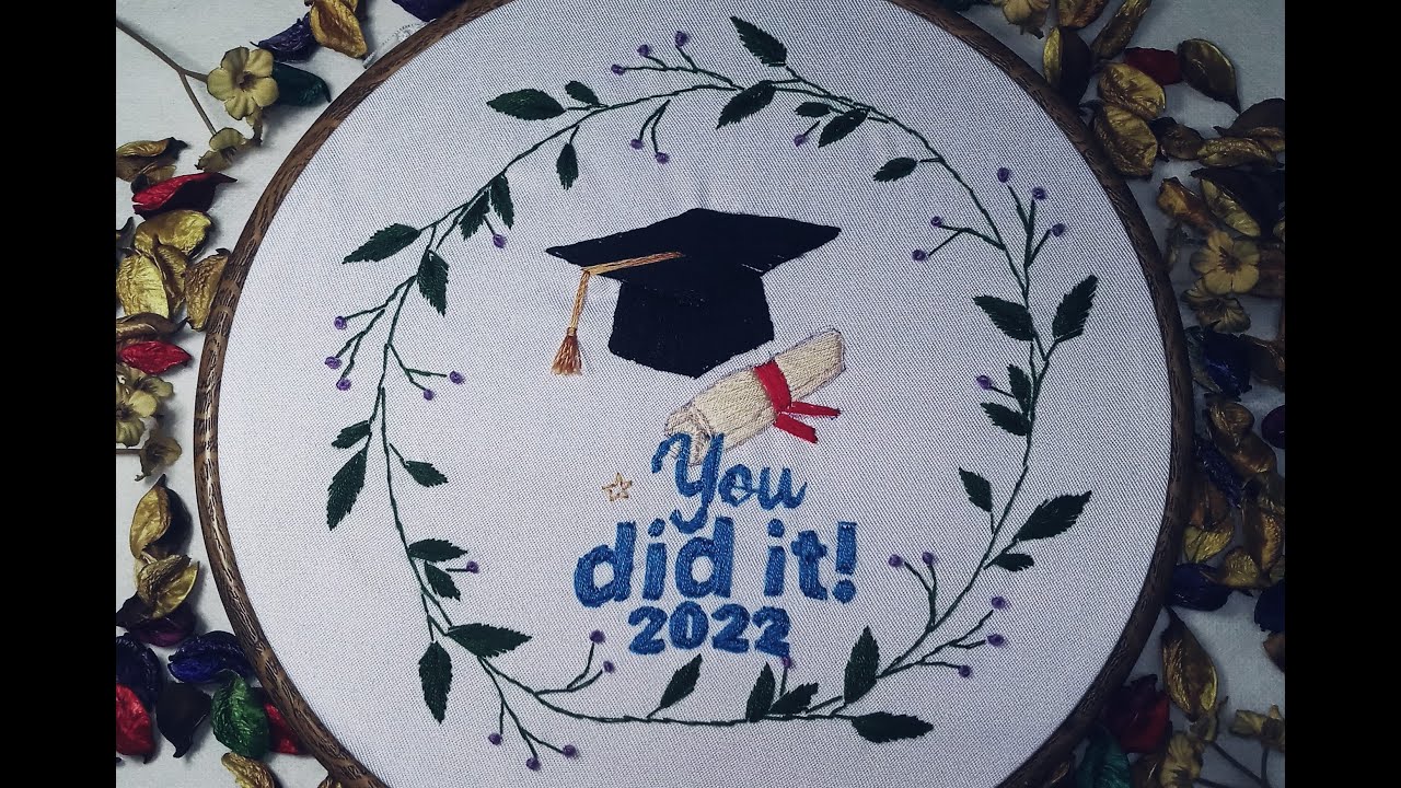 How to embroider a graduation hoop//hand embroidery//كيفية تطريز طارة التخرج