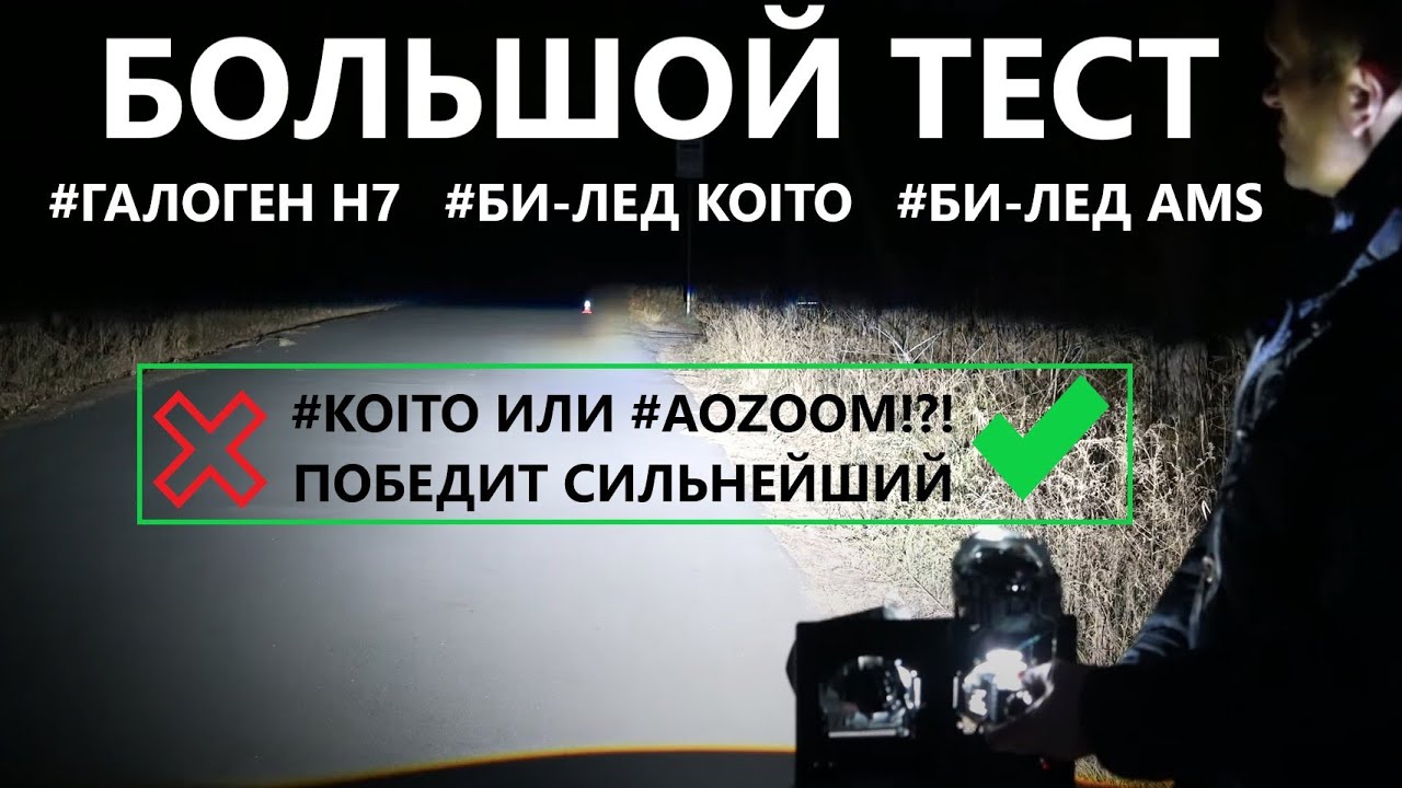 Bi-led Koito Original vs Bi-led AMS Aozoom Big TEST @avtorv