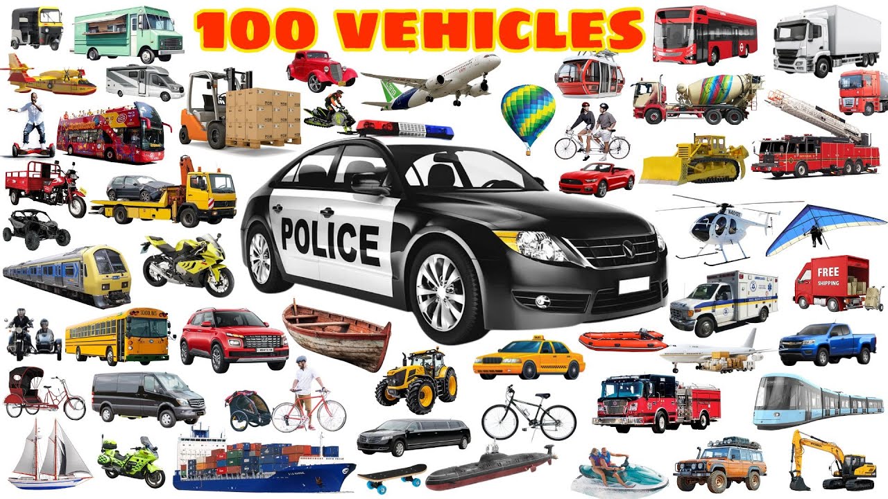 100 Vehicle Name | Types of Vehicles in English | Vehicles for kids